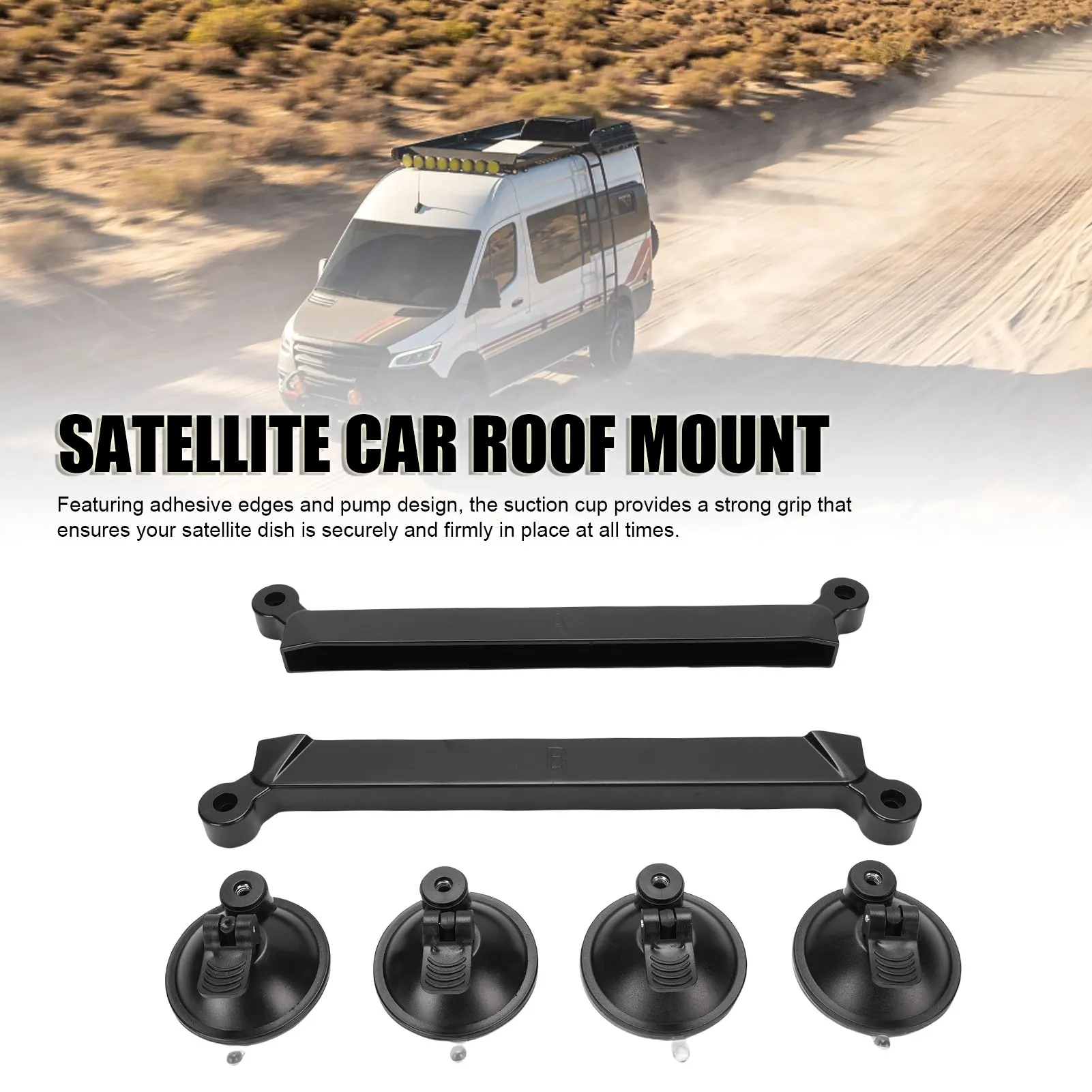 Satellite Dish Sunroof Mount Satellite Suction Cup Mount Secure ABS Space Saving Firm Grip Weather Proof Black for Windshield