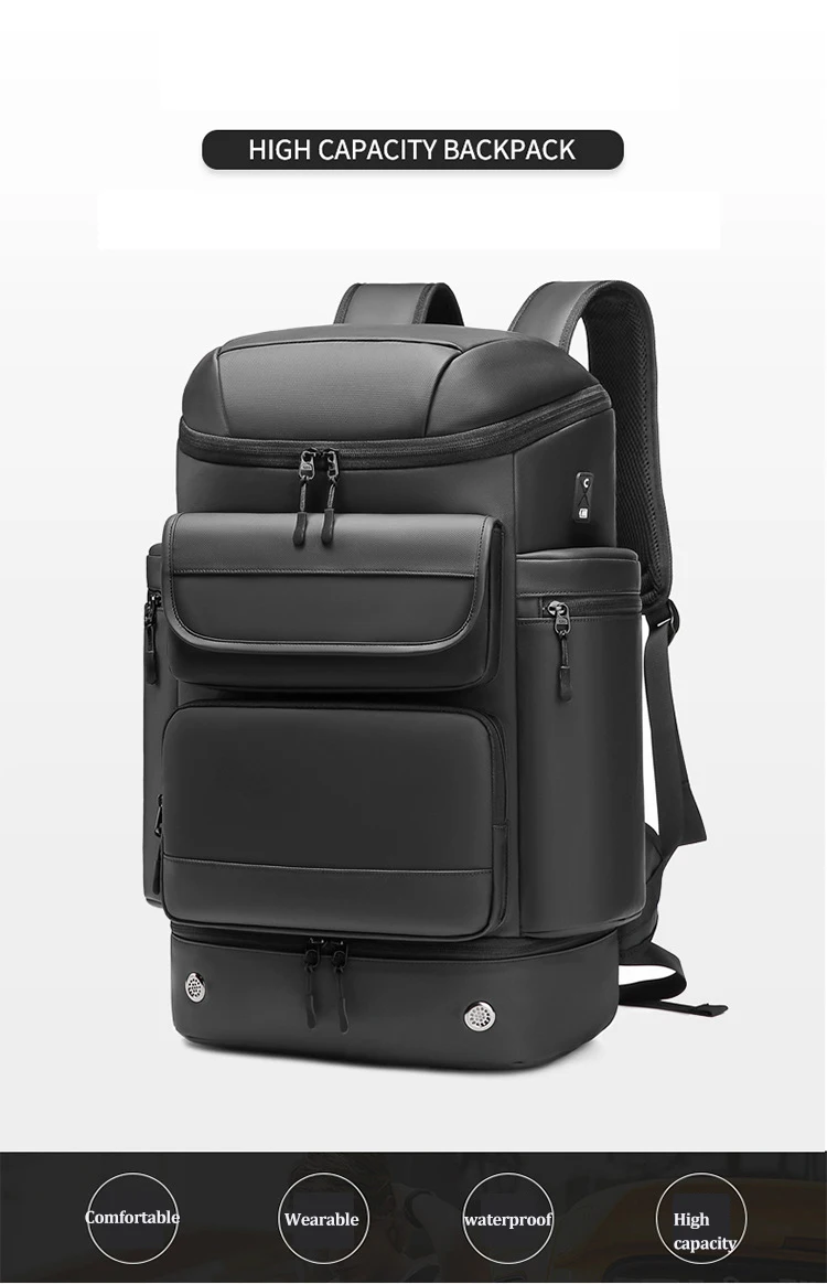 Large Capacity 50L Men Travel Backpack Outdoors Mountaineering Bag Waterproof Laptop Backpack Business Backpack With Shoe Bag 6