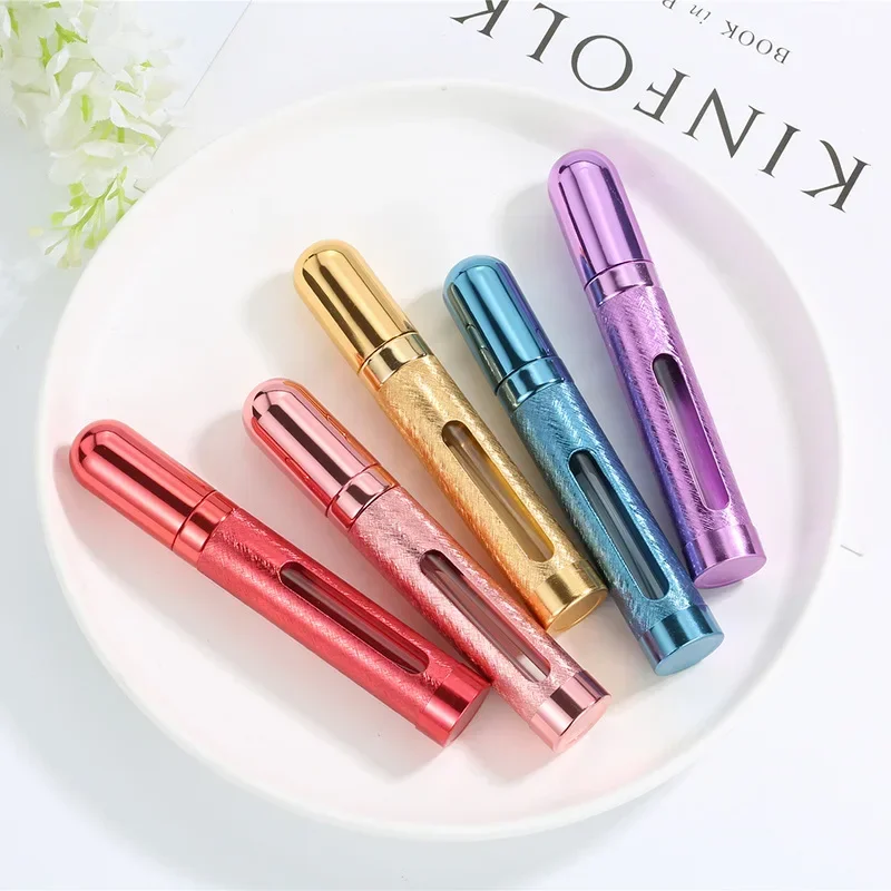Aluminum Perfume Bottle Potable Travel Accessories Refillable Glass Spray Bottle Perfumes Atomizer Cosmetic Containers 6Pcs 12ml