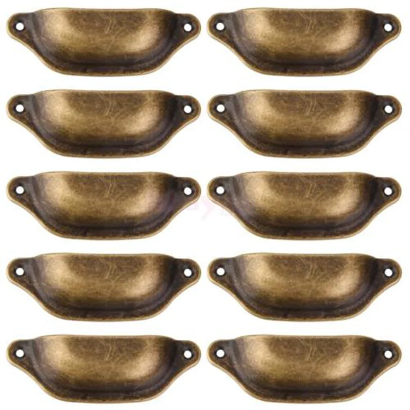 Description Picture 2 of item10 PCS Vintage Metal Kitchen Drawer Cabinet Door Handles Furniture Knobs Hardware Cabinets Antique Brass Shell Pulls