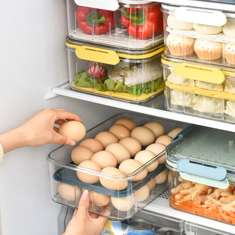 

2 Layers Food Storage Containers Refrigerator Food Fresh Egg Dumpling Vegetable Fridge Sealed Storage Box Organizer Kitchen Tool