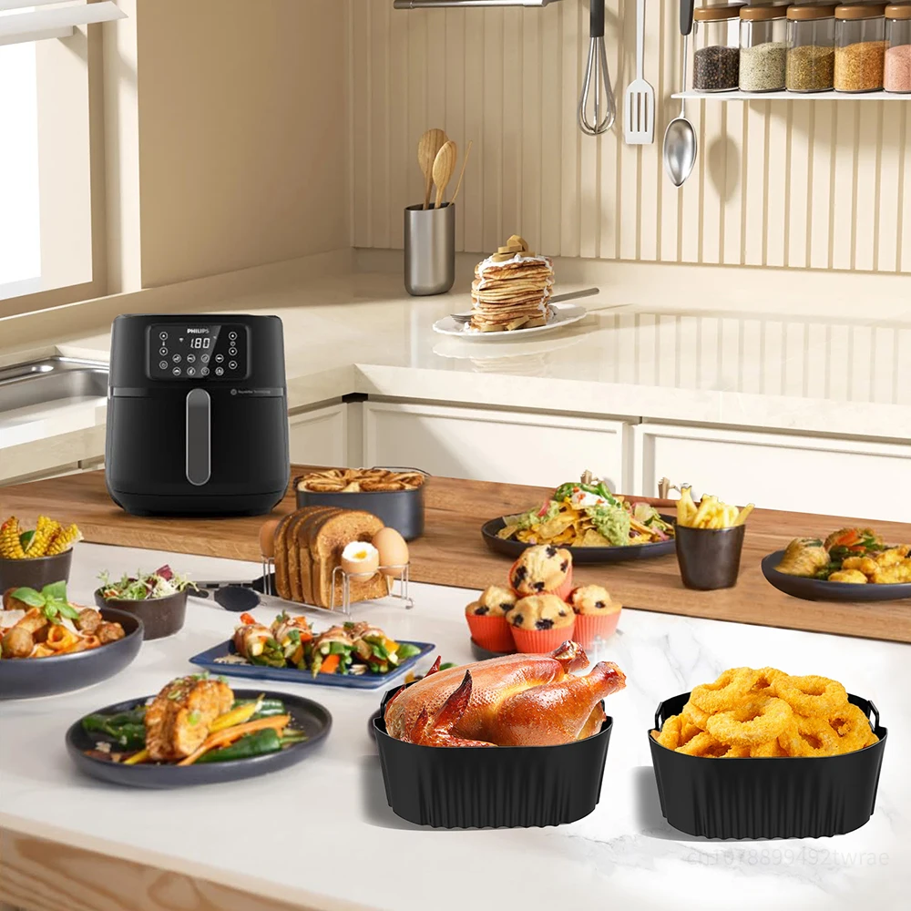 21.7cm Square Air Fryer Mold Air Fryer Basket For Philips HD9285-90 7.2L and Other 4-6QT AirFryer Reusable Accessories air fryer accessories,air fryer mold,air fryer basket