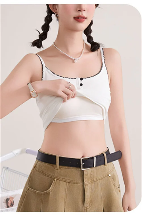 Frauen Unterwäsche Sexy Einem Stück Pyjamas Frauen Modale Baumwolle Nachtwäsche Top Bh Pad Nachtwäsche Pijama T-shirt Bodenbildung Weste – Detail 2