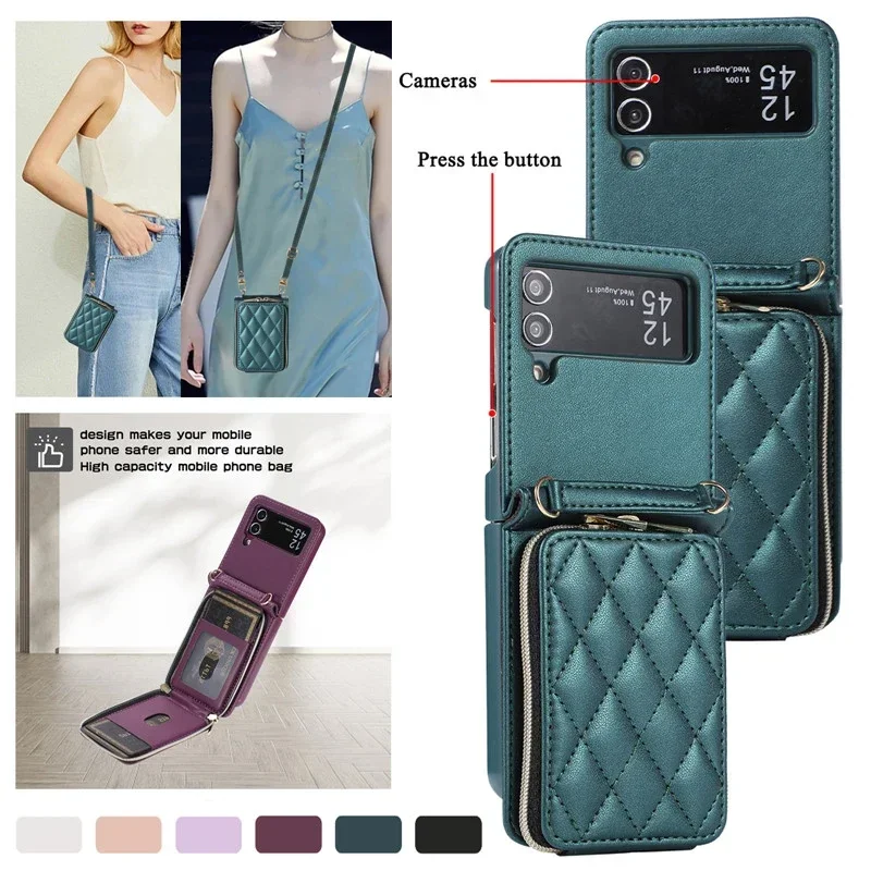 Luxury Crossbody Lanyard Leather Wallet Phone Case with Wrist Rope and Flip Stand