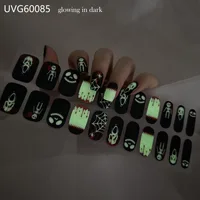2024 Halloween Semi-cured UV Gel Nail Stickers Pumpkin Skull Full Cover Gel For UV Lamp Gel Nail Strips Press On Nail Decal 2