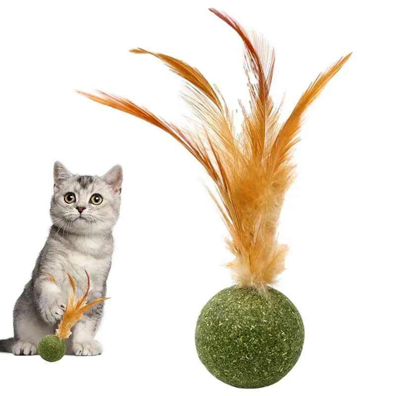 Catnip Balls For Cats Kitten Feather Edible Ball Interactive Cat Toys