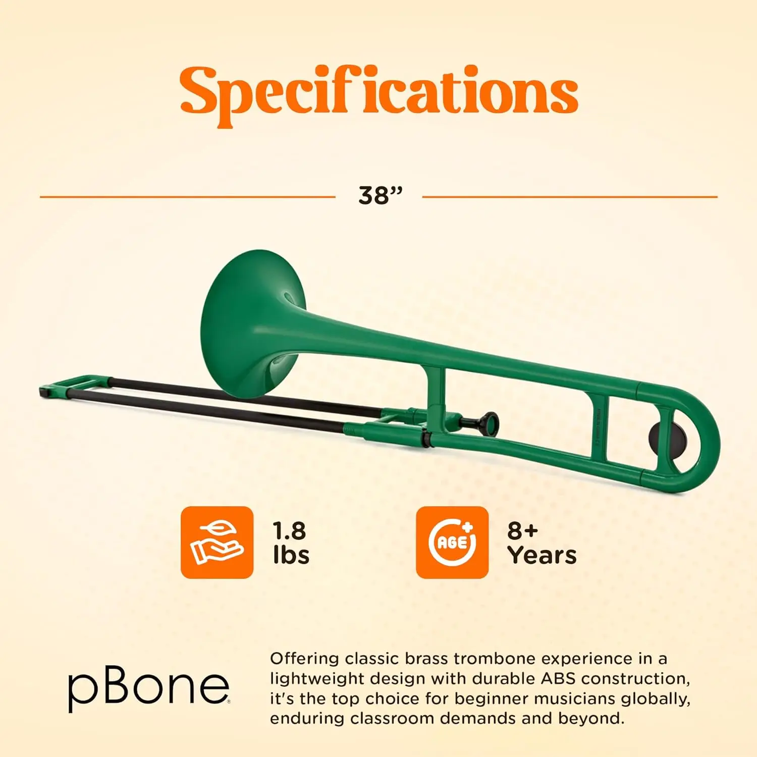 Plastic pBone Trombone-Mouthpieces and Carrying Bag-Bb Authentic Sound for Student & Beginner Durable ABS Cons