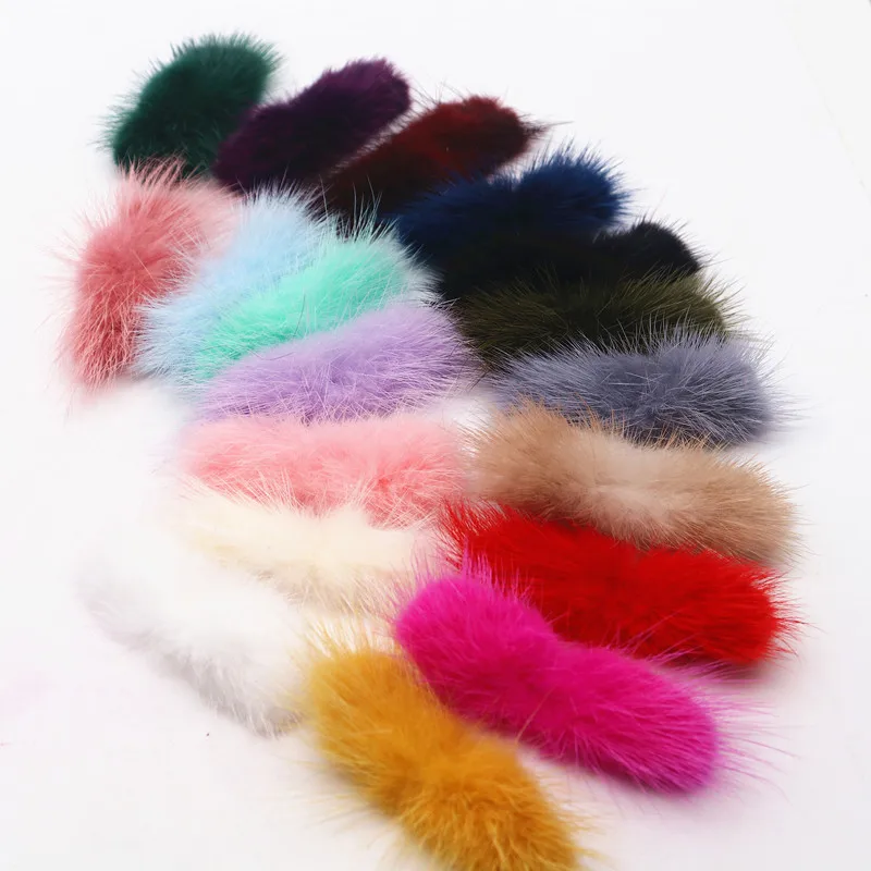 2-3cm*6-7cm Mink Pompoms Bowknot Pompon for Sewing on Knitted Key Chain Scarf Hats Fur DIY Craft Supplies Hair Accessories craft supplies pom poms craft supplies