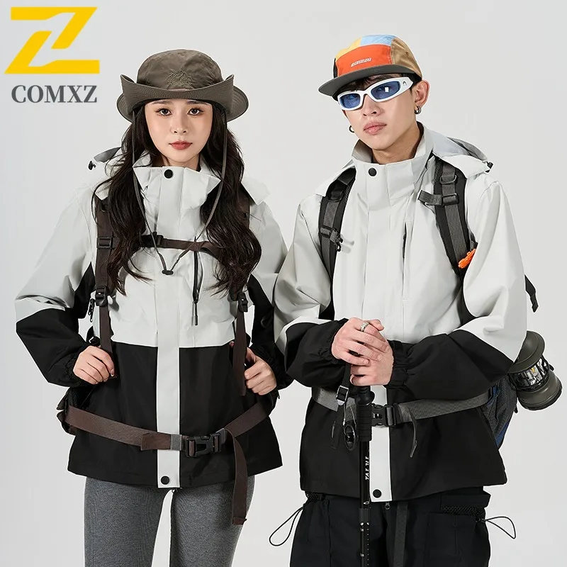 COMXZ Premium Hooded Men Jacket Outdoor Climbing Light Windbreaker Journey Wind Resistant Wear Resistant Autumn Zip Up Coat