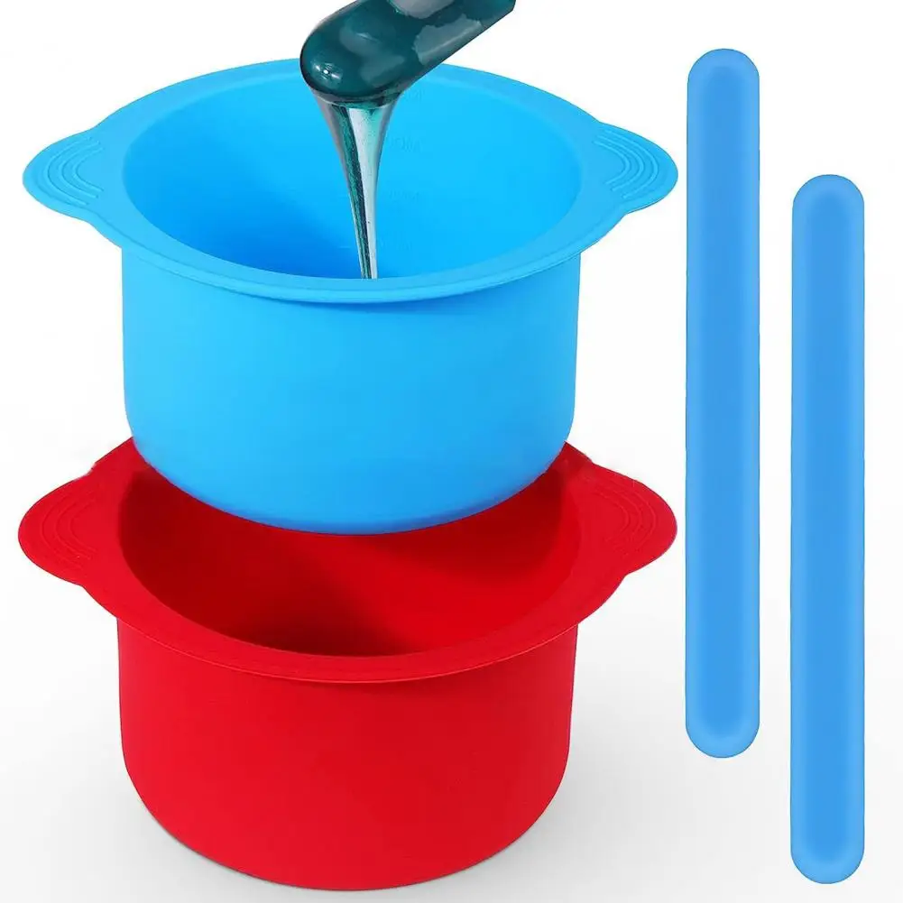 Wax Melting Bowl Easy Silicone Wax Bowl Set Non-stick Hair Removal Pot with Spatula Sticks Replacement Liner for Wax Warmer 4