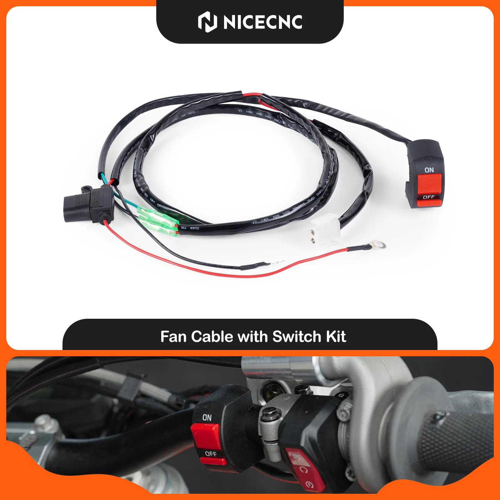 NICECNC Für KTM SX 125 SX 250 SXF 450 2017-2025 Lüfterkabel mit Schalter-Kit Für GasGas EC 250F 350F Husqvarna TX 300 FX FC 350