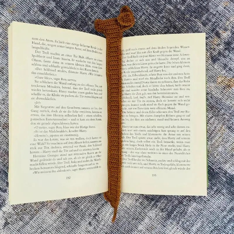 Crochet Dachshund Bookmark Cotton Brown Puppy Crochet Book Marks For Reading Creative Handmade Crocheted Gifts For Teacher