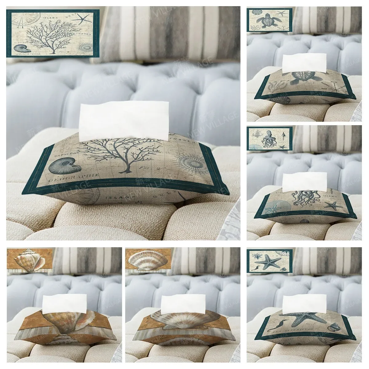 Home Atlantis fabric tissues box Car tissue holder tissue cover box Textile fabric storage bag Nordic dispenser
