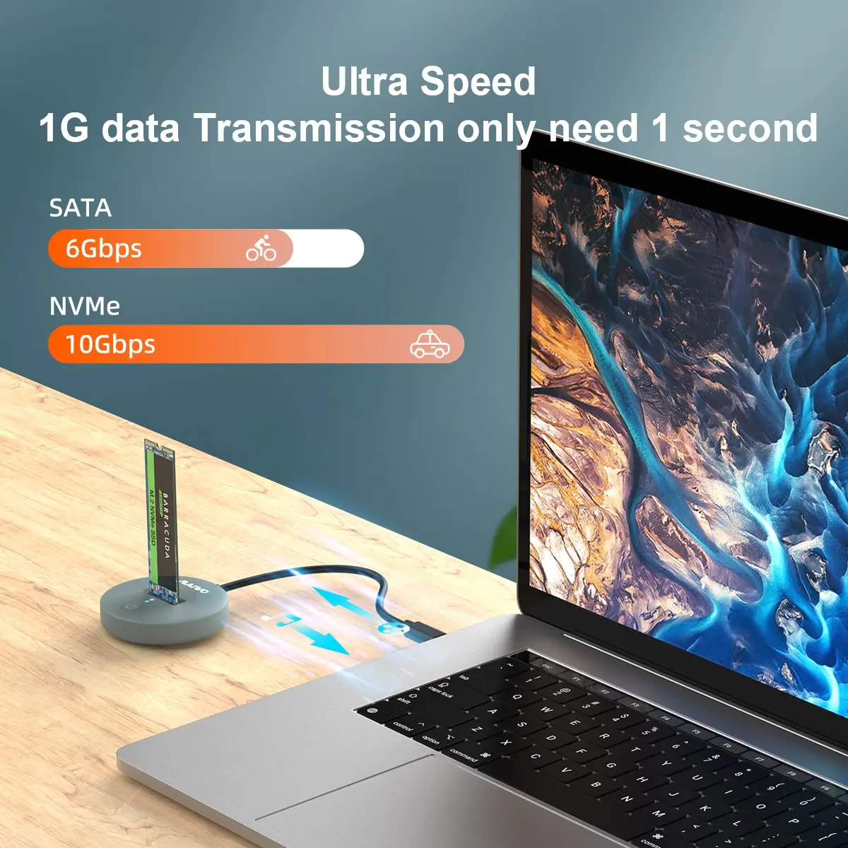 Nvme Gabinete Ssd 10gbps Pcie tipo c Case Externo m2 Ngff Nvme Disco Rígido Caixa de Armazenamento hd Habitação para pc Laptop Maiwo-m.2 - Imagem 6
