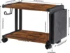 Printer Stand with Storage Bag Under Desk Printer Table on Wheels 2 Tier Small Desktop Rolling Stand Shelf  (Brown) 2