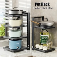 Rack Kitchen Pot Rack Storage Special Pot Rack Multi-layer Adjustable Cabinet Pantry Table Rack Stainless SteelSewer Storage 1