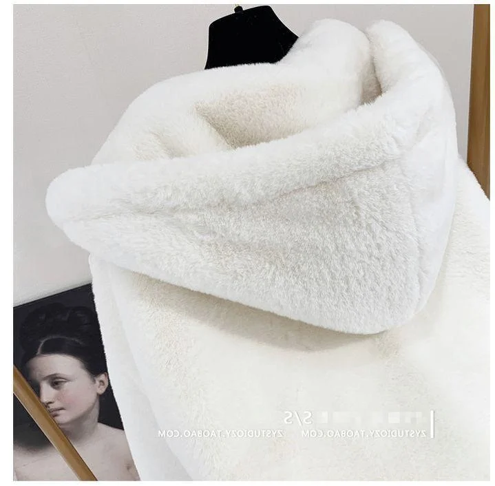 Autumn Winter Imitation Rex Rabbit Fur Eco-friendly Fur Jacket Women Outwear Warm Parka Coat Loose Thick Cold-Proof Plush Coats