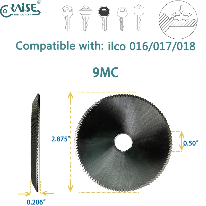 

Replacement Key Machine Milling Cutter 9MC Compatible With Ilco 016 017 018 Key Duplicator Locksmith Tool