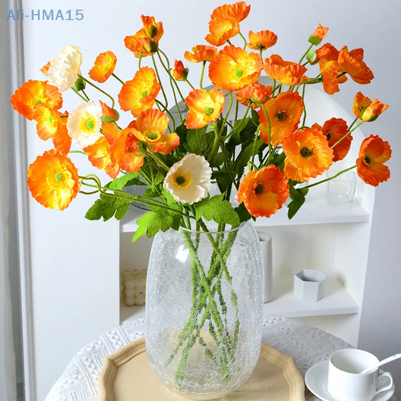 

High Quality Beautiful Artificial Poppy Silk Flowers Fake Flower For Home Wedding Salon Party Luxury Decoration