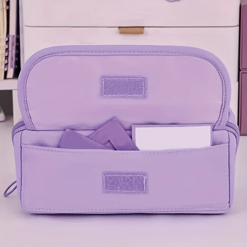 Astuccio Portamatite di Grande Capacità - Organizzatore da Scrivania Multi-Scomparto per Materiale Scolastico e da Ufficio (Rosa/Viola/Nero) - immagine 5