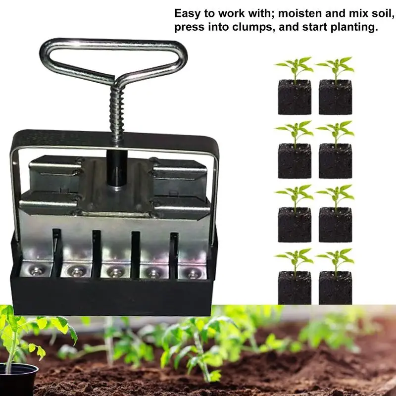 Handheld Seedling Soil Blocker Stand Up Gardening Digging Weeder Handheld 20-Cell Soil Blocking Tool For Protecting Seedling 3