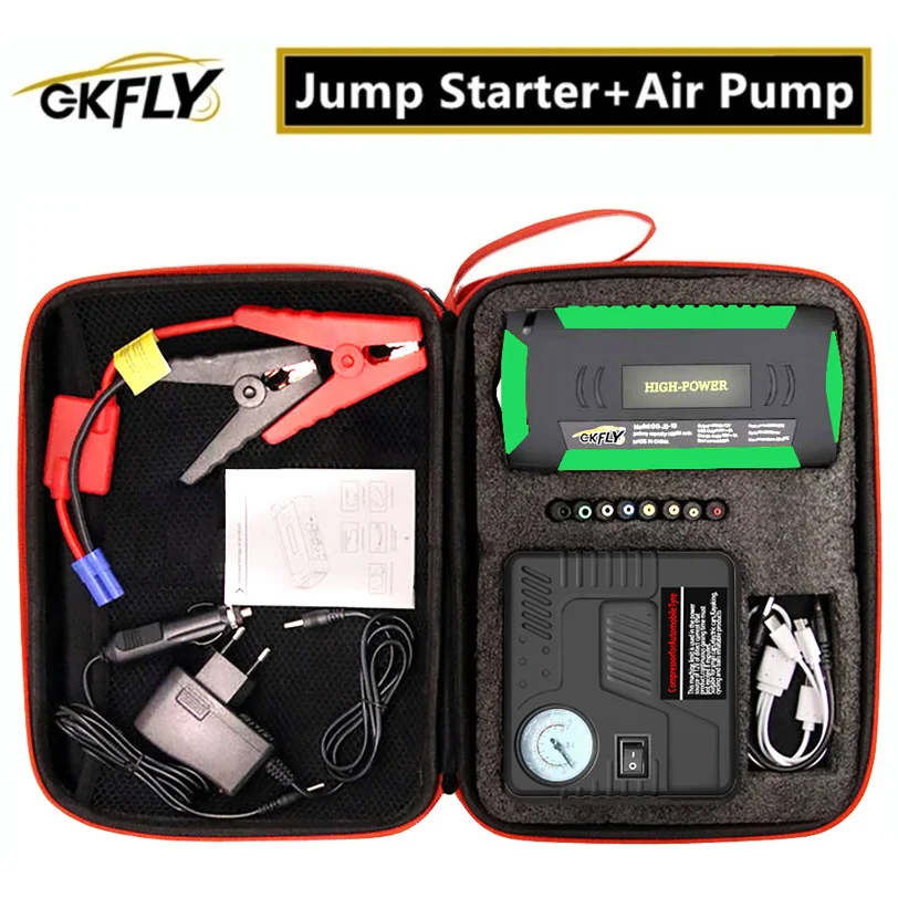 

GKFLY 16000mA Car Jump Starter Air Pump 2V Starting Device Air Compressor For Petrol Diesel Car Battery Charger Booster Buster