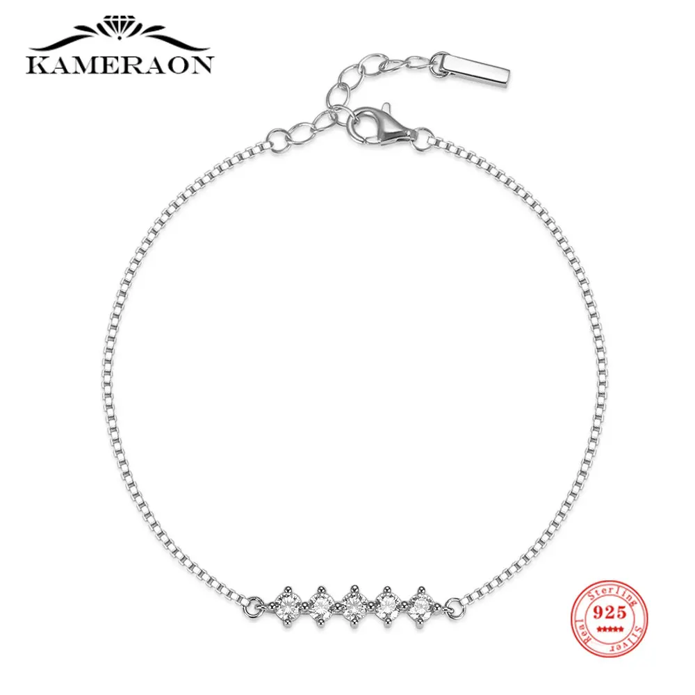 

Pure 925 Silver Trendy Luxury Shine Zircon Buckle for Women Bracelet CZ Crystal Fine Jewelry Wedding Party Mother's Day Gifts