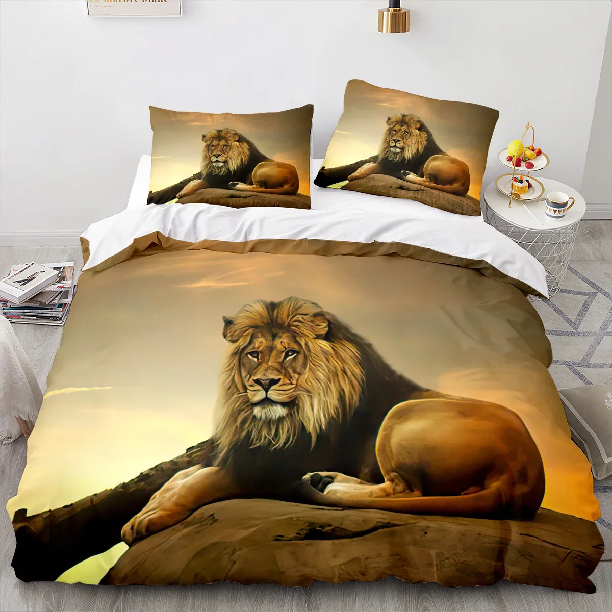 Animal Lion Bedding Set Cool Animal Bed Linen Home Decor Single Double Twin Size For Boys Girls Kids Adults Lion Duvet Cover Set