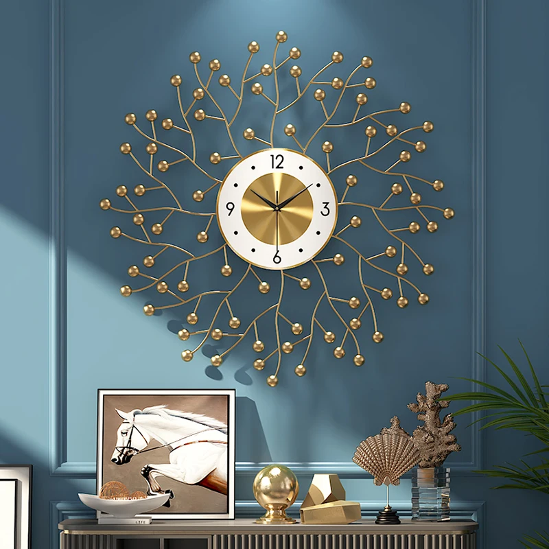 

Large Luxury Wall Clock Simple Art Quartz Creative Silent Golden Wall Clock Metal Reloj De Pared Moderno Home Decoration DB60WC