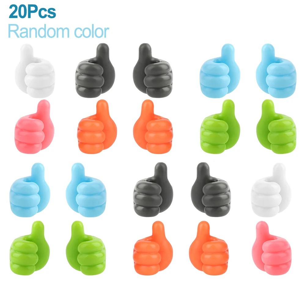 

20pcs PVC Thumb Hooks For Cable Management Clip Kitchen Gadget Holder Bathroom Toothbrush Holder Office Pen Holder Home Tools