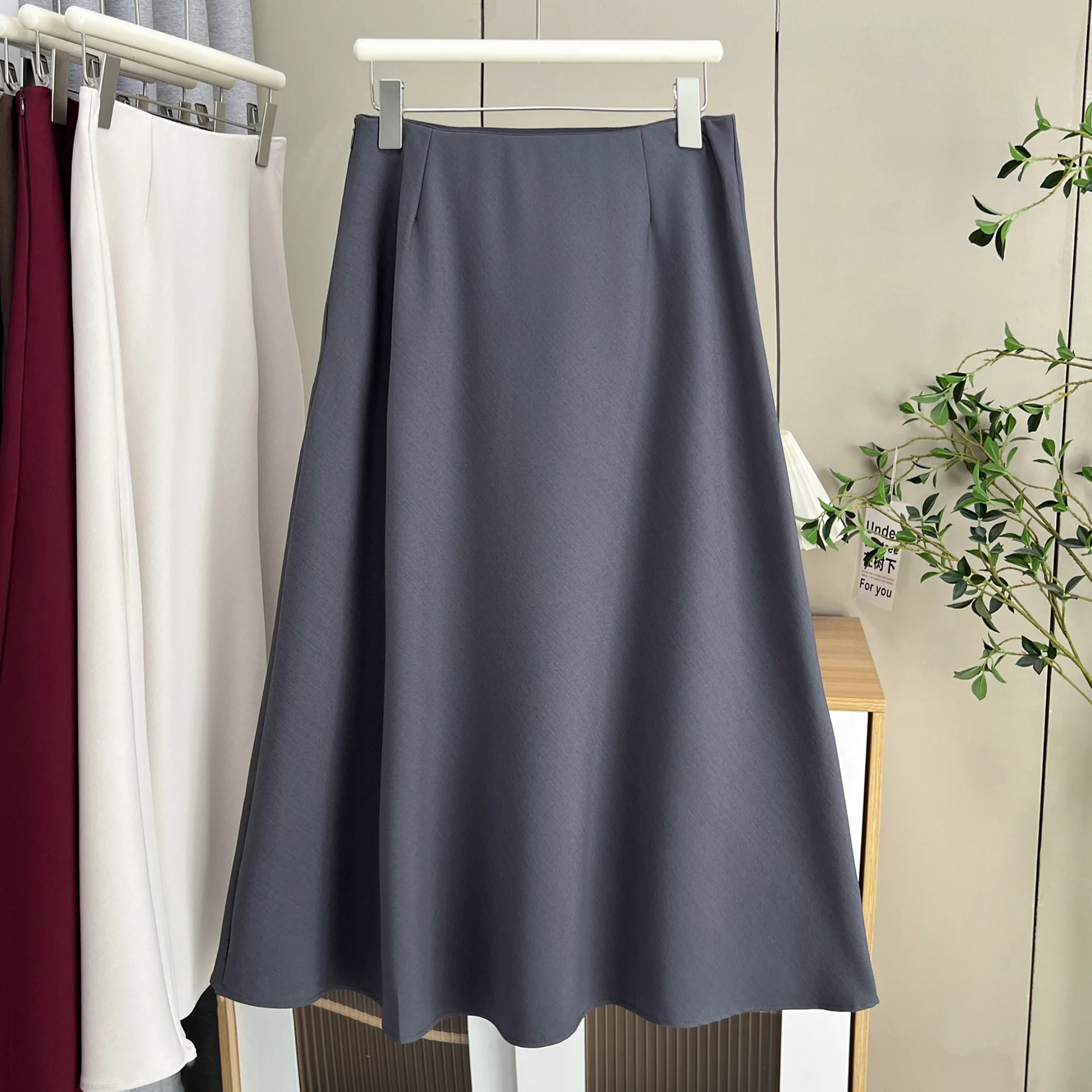XXXXL Fashion Plus Size Women's Skirts New Autumn Elegant Solid Color Casual Commuting A-Line Skirt