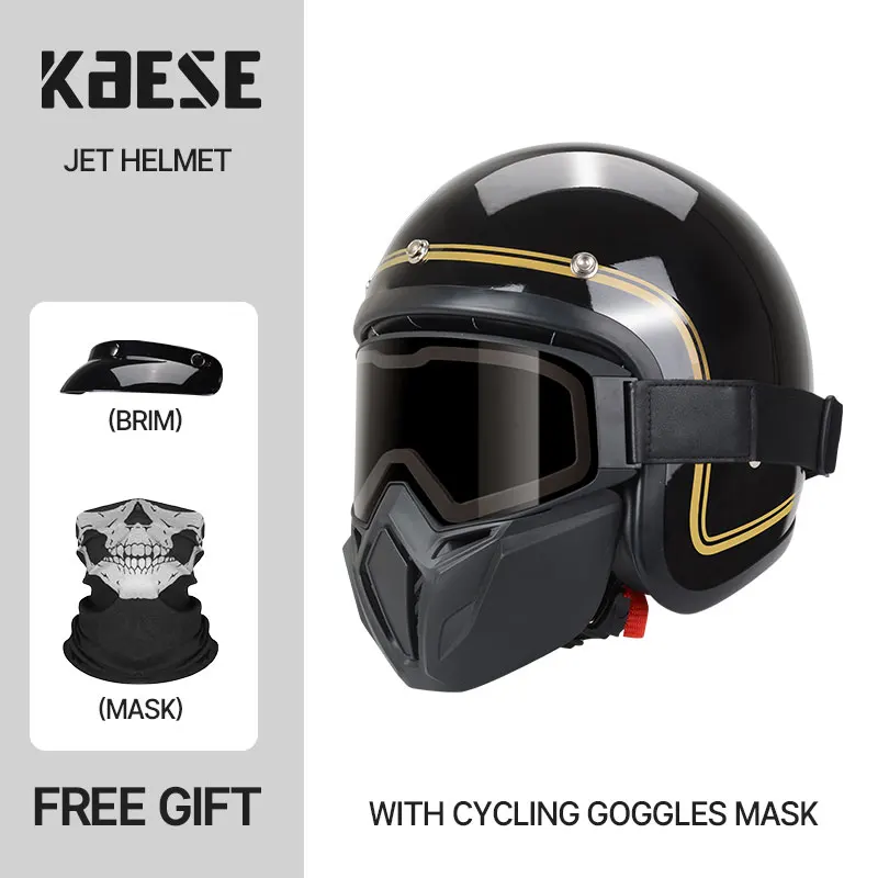 Casco Moto Vintage 3/4 Caschi Open Face Casco Moto Jet Caschi Scooter Bike Retro Safety Cap Casque Motociclismo