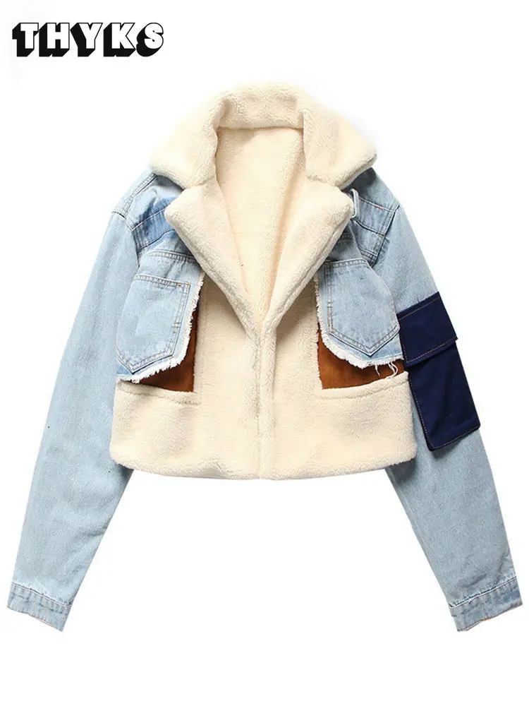 

Casual Full Sleeve Wool Lining Waist Lapel Women's Slim Fitting Splicing Wool Coat 2022 Winter New Warm Jacket Women's Top