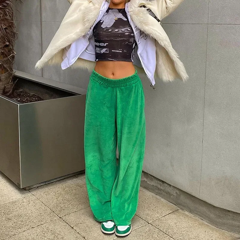 Women's Harlan wide-leg pants 2021 new autumn fashion street fashion people loose solid color casual pants women trousers
