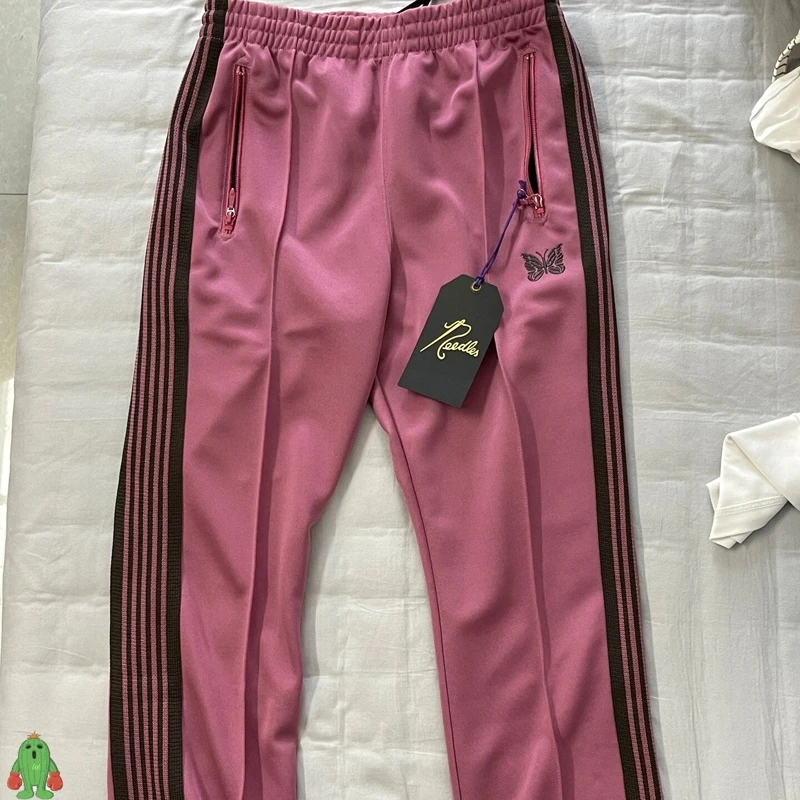 

AWGE Needles Pants Men Women High Quality Sweatpants Casual Fashion Pocket Side Webbing Dusky Pink AWGE Trousers