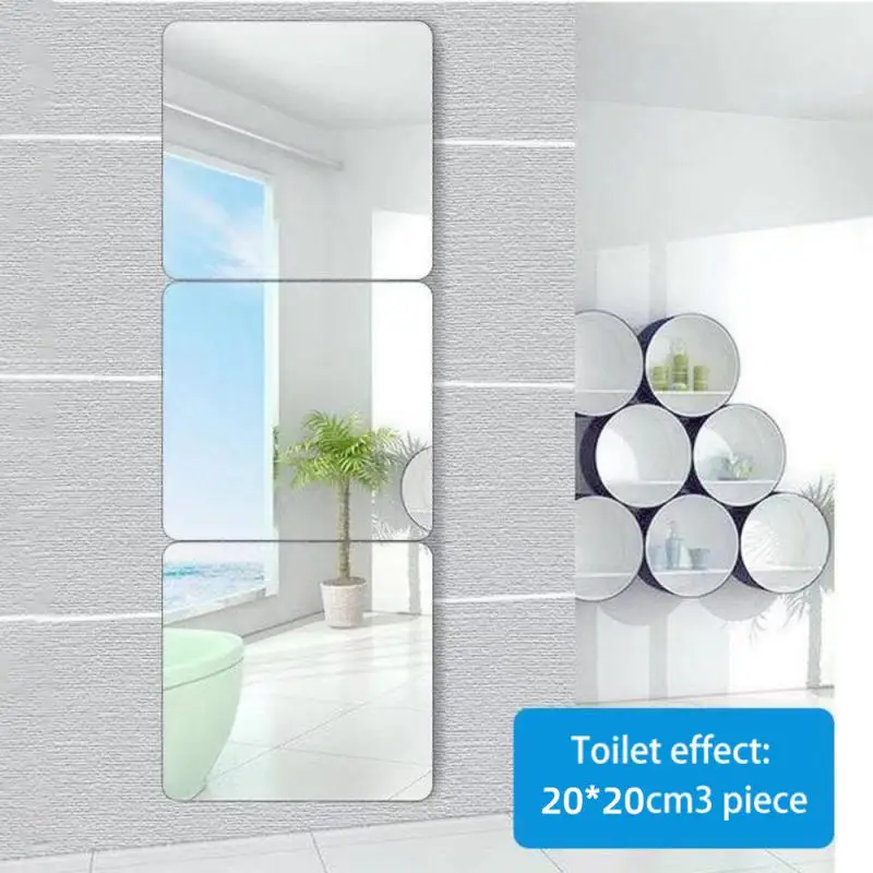 Flexible Mirror Wall Stickers 15/20/30cm DIY Acrylic 3D Wall Mirror Stickers