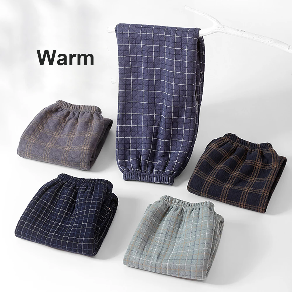 6XL 165KG Extra Large Men's Pajama Pants Autumn Winter 3-layer 100% Cotton Warm PJ Pants Soft Comfortable Trousers for Sleeping