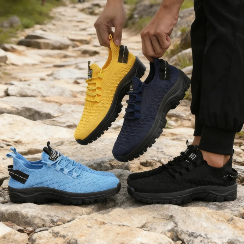 Men's Outdoor Running Shoes Breathable Mesh Walking Gym Sneakers Comfortable Athletic Lightweight Training Male Footwear 2025