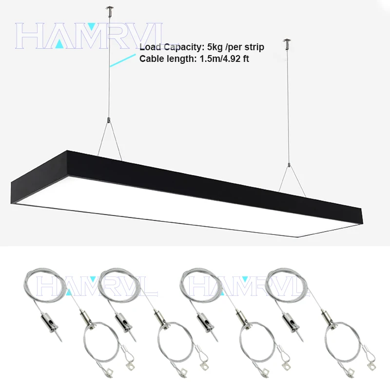 4pack Hanging Wire Suspension kit Mounting Wire Rope Kit Suspension Panel Led Ceiling Lamp Headlamp Hanging Rope1.5M