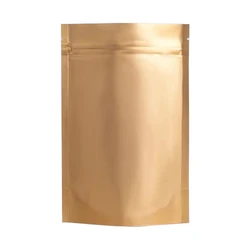 Matte Mylar Foil Stand Up Zip Lock Reusable Food Storage Pouches - 100 Pack - 15x22cm (Gold)