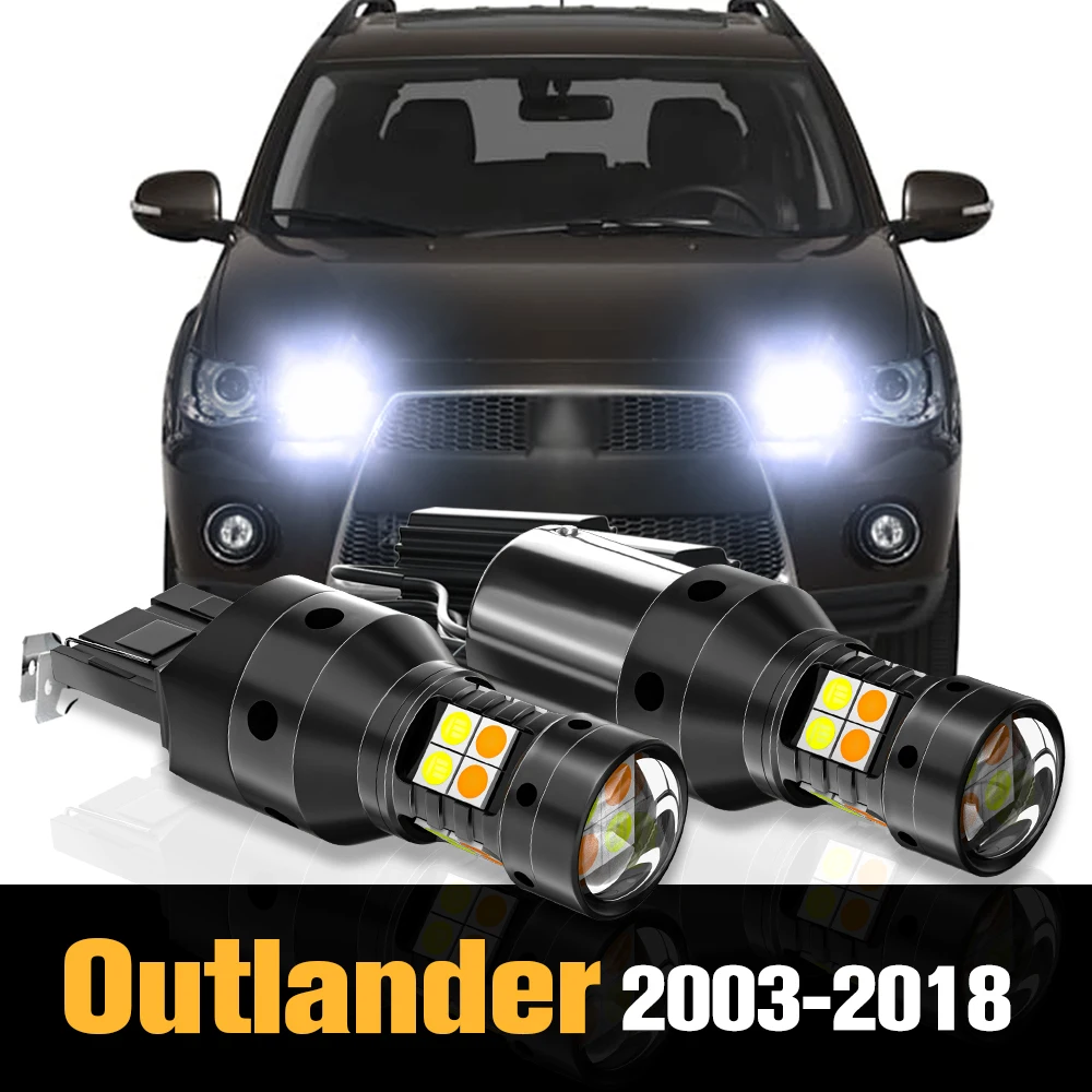 2x Canbus LED Dual Mode Turn Signal+Daytime Running Light DRL Accessories For Mitsubishi Outlander 2003-2018 2010 2011 2012 2013