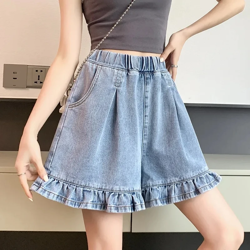 Women's Oversized Denim Shorts CalçA Feminina Summer Short Woman Pleated Loose High Waisted Slimming A-Line Thin Wide Leg Pants