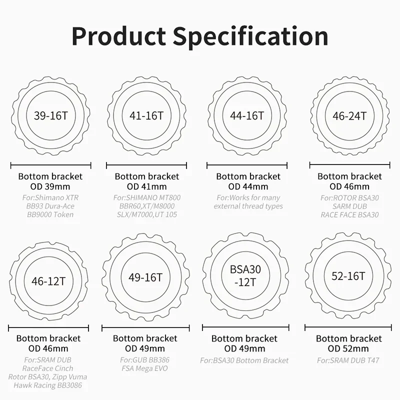 MUQZI 自転車ボトムブラケットツール 39/41/44/46/49/52