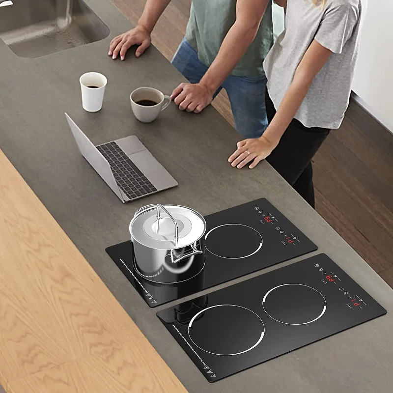 Induction Cooktop 2 Burner with Removable Iron Cast Griddle Pan Non-stick,  1800W Double Induction Cooktop with Child Safety Loc - AliExpress