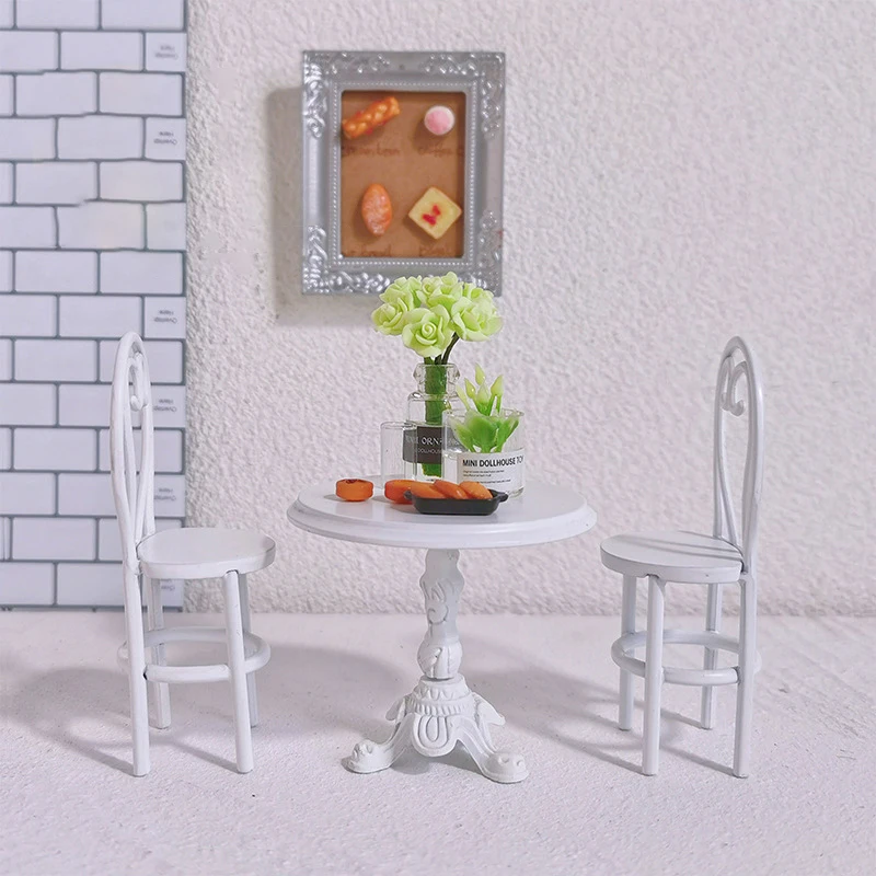 Fairy Garden Table and Chairs Metal Retro Dollhouse Miniature Garden Items Set Terrarium Home Living room Decoration Accessories 2