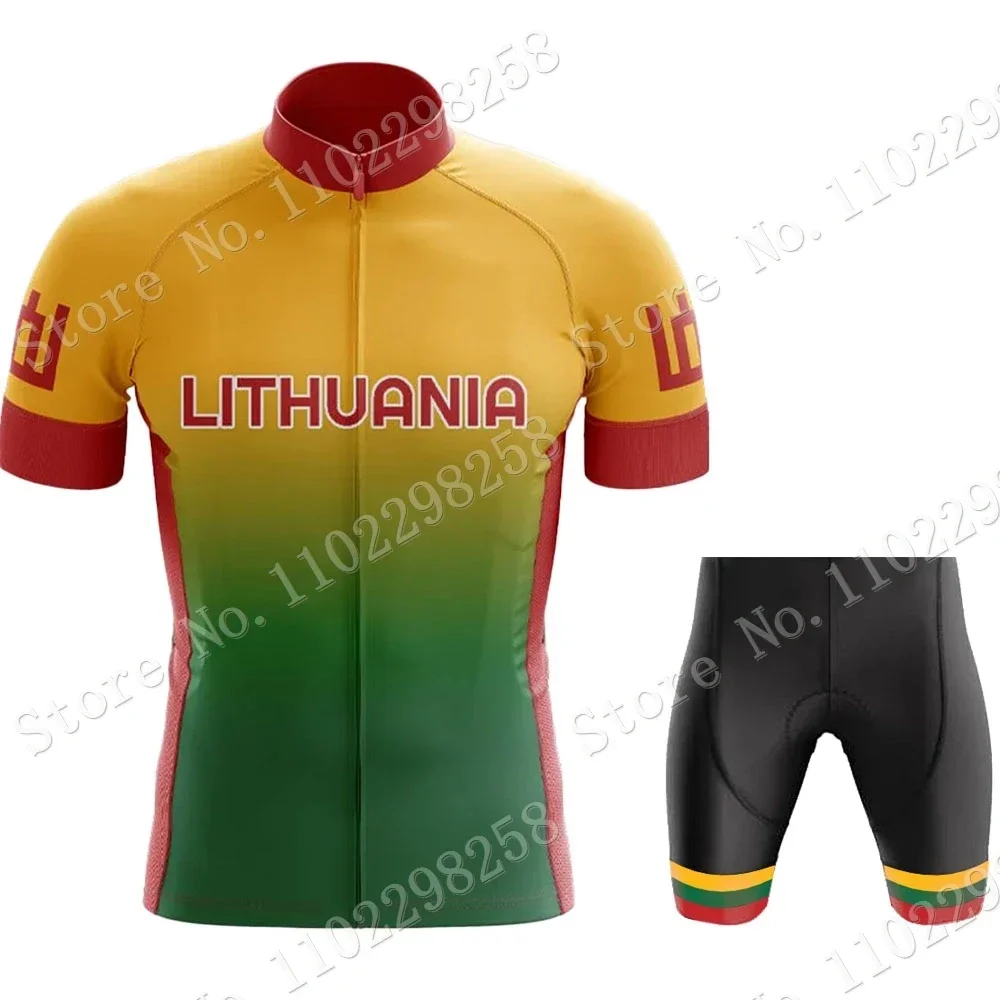 2024 Lithuania National Cycling Jersey Set Short Sleeve LTU Cycling Clothing Road Bike Shirts Suit Bicycle Bib Shorts MTB Wear 3