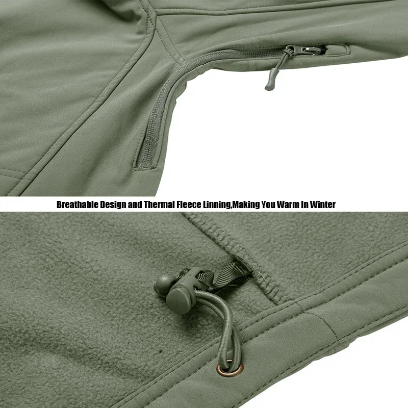 Camouflage Airsoft Jacket Men Hunting Tactical Fleece Coats Winter Waterproof Softshell Windbreaker Jacket Hunt Clothing