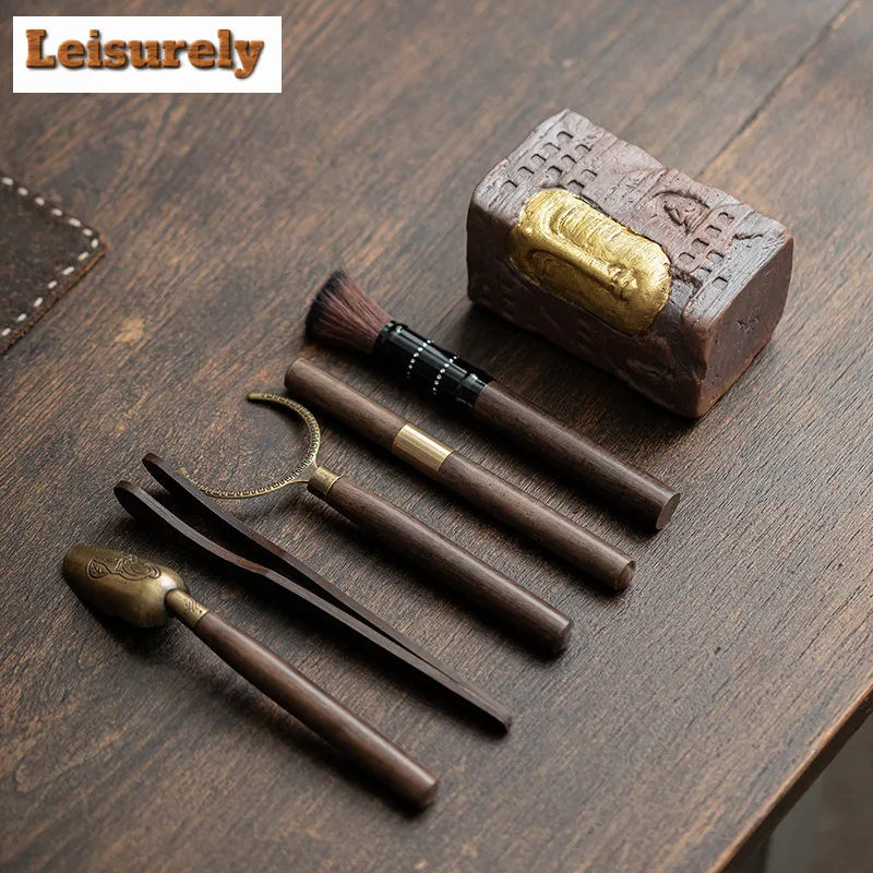 Old Rock Mud Zen Buddha Shadow Tea Six Gentlemen Retro Tea Tool Set Teaware Utensils Tieguanyin Tea Ceremony Accessories Craft