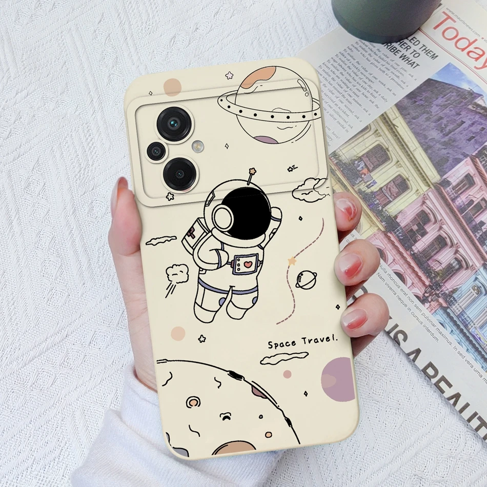 Astronaut Flower Soft Liquid Silicone Full Protection Anti-Drop Back Cover