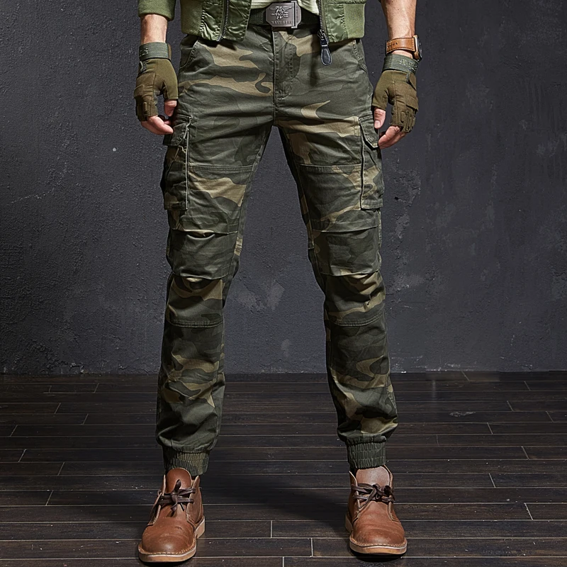 Slim Fit American Workwear Pants Men Trendy Brand Spring Autumn New Multi ket Casual Camouflage Trousers Youth Faion